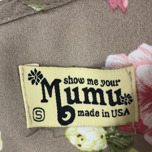 Show Me Your Mumu Floral Tropical Print Top Tan/Pink High Low Size Small V-neck - Picture 5 of 13